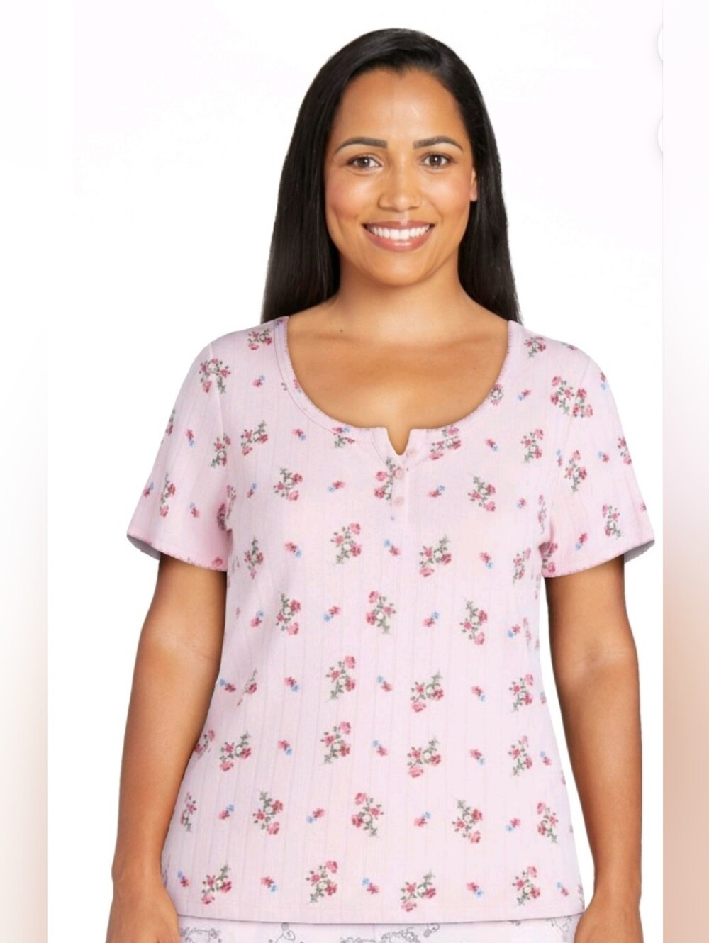 Light Pink Floral Short Sleeve Top.  T20
